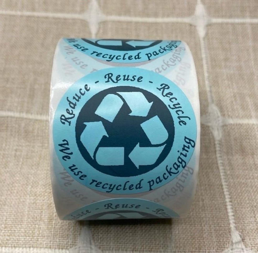 Reduce Reuse Recycle Labels (600) We Use Recycled Packaging Reseller ...