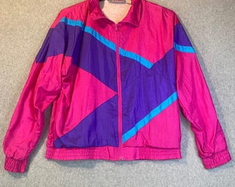 Giacca a vento vintage Longstreet Missy da donna, taglia M, color block, stile retrò anni '80, in ottime condizioni.