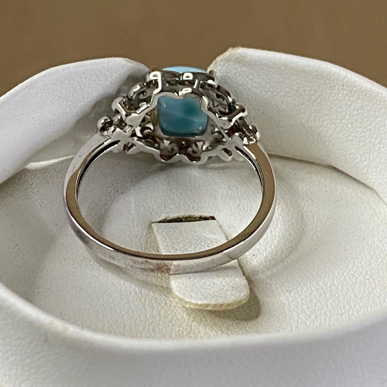 Genuine Blue Larimar Sterling Silver Ring .09ctw, Womens