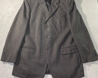 Blazer Botany 500 vintage anni '90 da uomo, taglia 44, lungo, grigio, 100% lana, 3 bottoni, sportivo, EUC