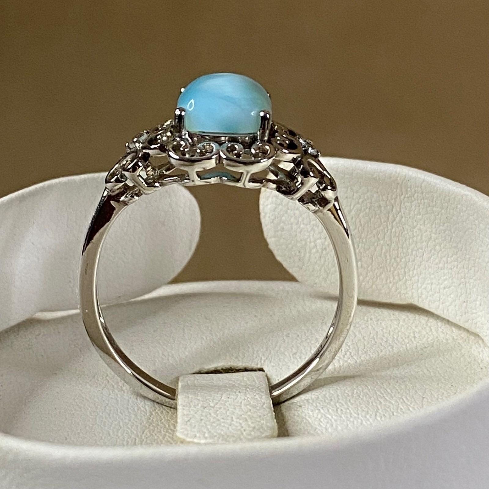 Genuine Blue Larimar Sterling Silver Ring .09ctw, Womens