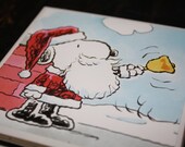 Christmas Snoopy Drink Coaster Set!  One of a Kind!  Set of 4 Holiday Snoopy Coasters!  Great, fun, holiday gift!