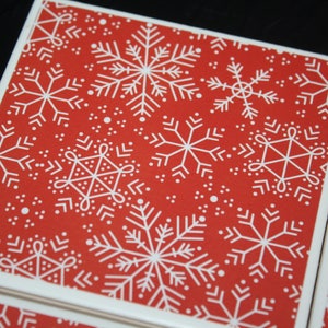 Holiday decor/snowflake decor/red and white decor/snowflake coasters/winter decor/holiday gifts/drink coasters/hot chocolate gifts