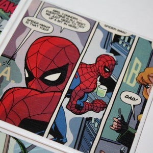 Spiderman/ceramic tile/drink coasters/upcycled comic book/superhero gift /boyfriend gift/cosplay gift/Marvel decor/spiderman gift