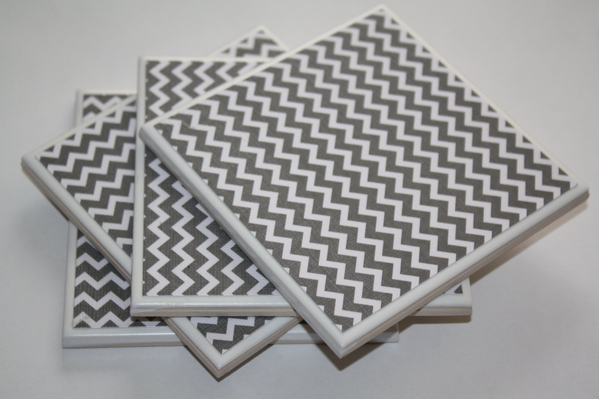 Chevron/gray Coasters/gray Decor/home Decor/drink Etsy UK