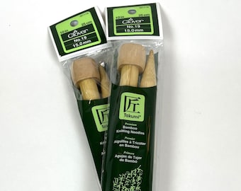 Size US19 / 15mm Clover Takumi Bamboo Knitting Needles, 10" Length