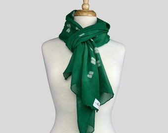 Hand-Dyed Chiffon Silk Scarf in Emerald Green - Handmade Luxury by Blank Slate Textiles