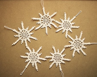 6 large crochet snowflakes,hanging snowflakes,Christmas decor,white winter decor,tree ornaments,lace snowflakes,Christmas ornament,snowflake