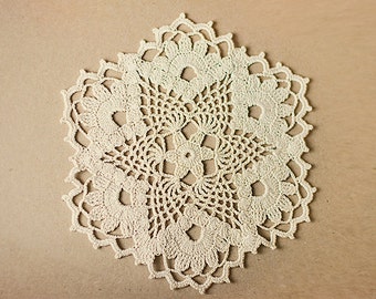 Cream crochet doily,crochet lace doily,crochet home decor,lace crochet doily,small crochet doily,table decor,round lace doily,vintage lace