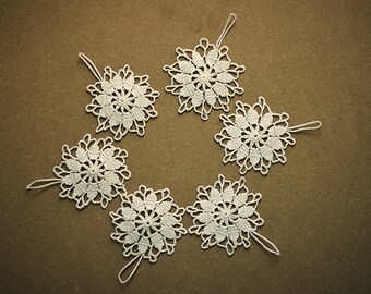 6 small crochet snowflakes,hanging snowflakes,Christmas decor,white winter decor,tree ornaments,lace snowflakes,Christmas ornament,snowflake