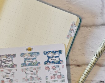 Bullet Journal Monthly Tab Stickers | Bullet Journal Accessories, Planner Tabs, Planner Accessories 20M