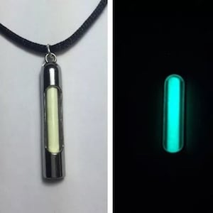 Aqua Europium phosphorescent Glow in the Dark Necklace Science Jewelry