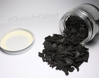 Una onza de carbón activado, carbón granulado de alta pureza, elemento 6 c, muestra química