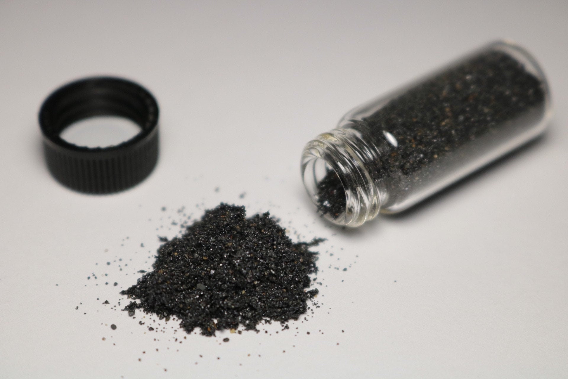 Lodestone sand , natural magnet chemistry sample, mineralogy magnetic sand , lodestone food !