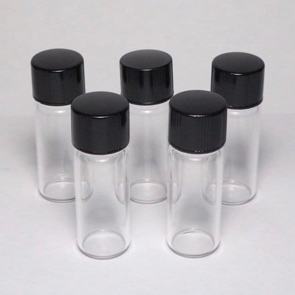 Fünf 1.8ml klare Borosilikat Glasphiole & Schraubverschluss 12x32mm, kleine Flasche, 8-425 Gewinde