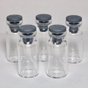 Five 2ml clear glass serum vials, butyl rubber stopper, self healing injection port, craft bottle, vapor tight
