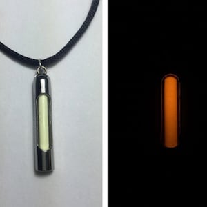 Orange Europium phosphorescent Glow in the Dark Necklace Science Jewelry