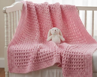 Handmade Baby Blanket Soft Crochet Waffle Stitch Blanket |  Pound of Love Yarn | Newborn Gift