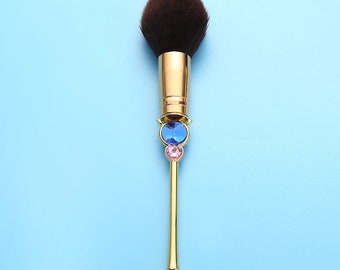 Jewel Bling Vegan Fluffy Multi Purpose Powder Brush Metal Silver Handle Fiber Bristles Cruelty-Free Super Soft Professional Quality!