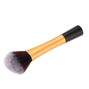 Jumbo Vegan Fluffy Multi Purpose Powder Brush Metal Gold Handle Nylon Bristles Cruelty-Free Super Soft Professional Quality image 1