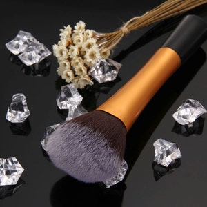 Jumbo Vegan Fluffy Multi Purpose Powder Brush Metal Gold Handle Nylon Bristles Cruelty-Free Super Soft Professional Quality image 3