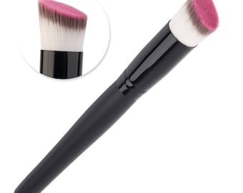 Sharp Contour Dense Angled Liquid Cream Powder Wood Handle Fiber Bristles Cruelty-Free Super Soft Professional Quality Washable Reusable!