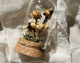 Campanas de flores secas, flores secas, arte botánico, decoración del hogar, decoración floral