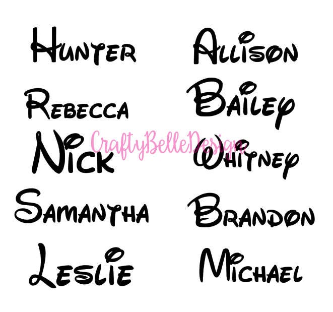 Disney Name Decal Disney Font Name Decal Any Name Disney Etsy