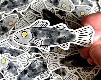Gray Fish Vinyl Sticker | Waterproof Journaling Art