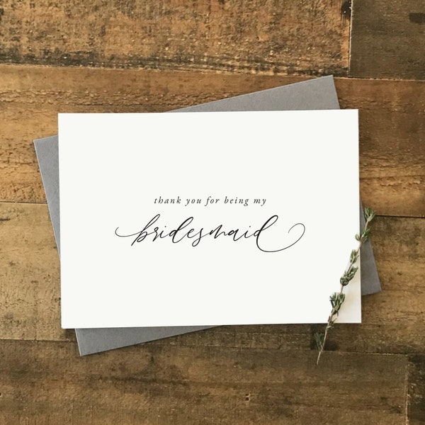 Bridesmaid Thank You Card | Thank You for Being my Bridesmaid