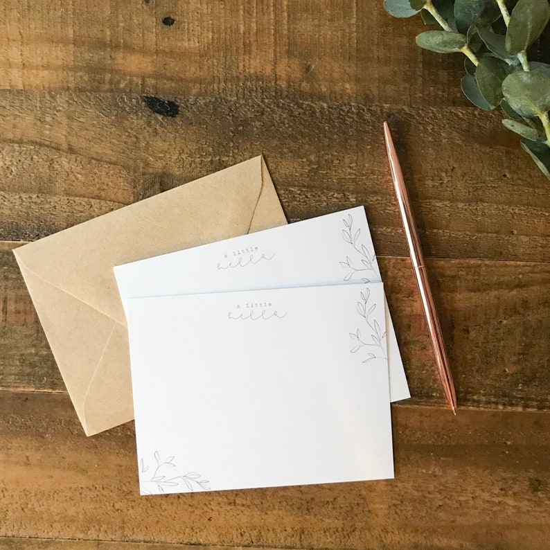 Flat Notecards Set of 10 Stationery Set
