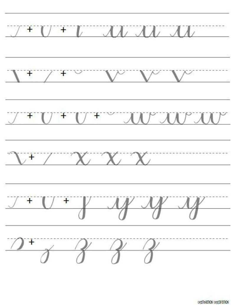 Hand Lettering Practice Worksheets Lowercase Letter | Etsy