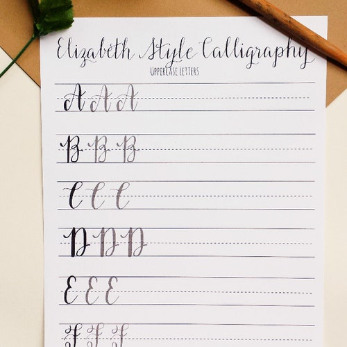 Modern Calligraphy Practice Worksheets Uppercase Letters - Etsy