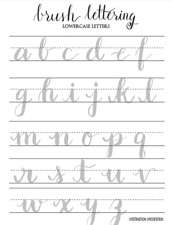 brush lettering practice worksheets lowercase letters etsy