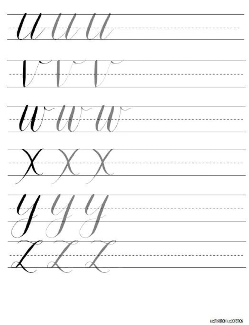 Modern Calligraphy Practice Worksheets Uppercase Letters - Etsy
