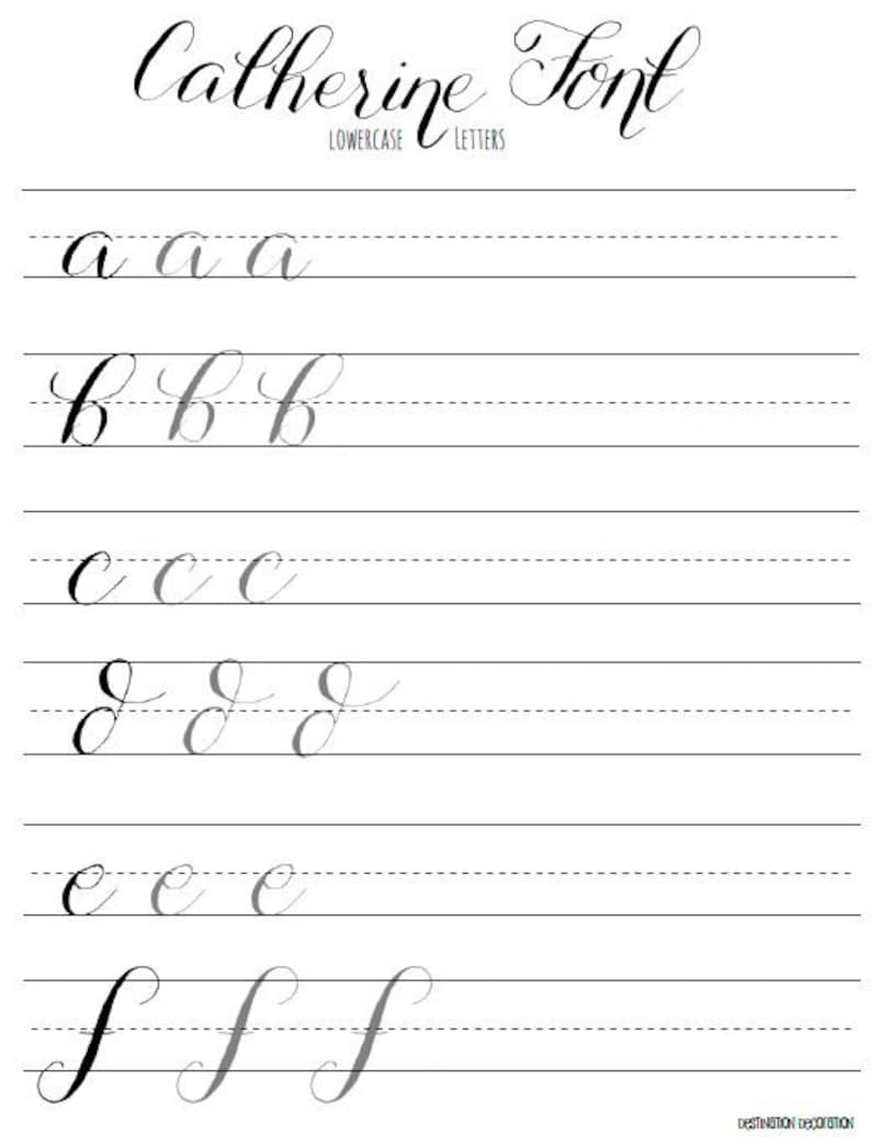 modern calligraphy practice worksheets lowercase letters