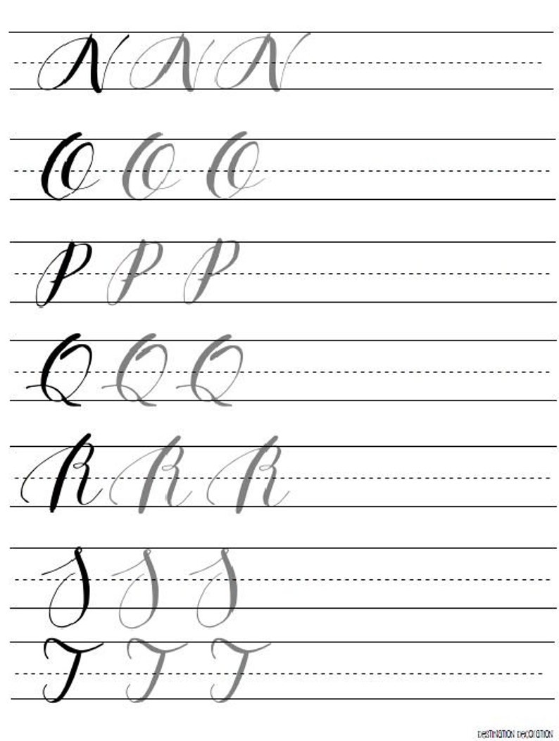 Modern Calligraphy Practice Worksheets Uppercase Letters - Etsy