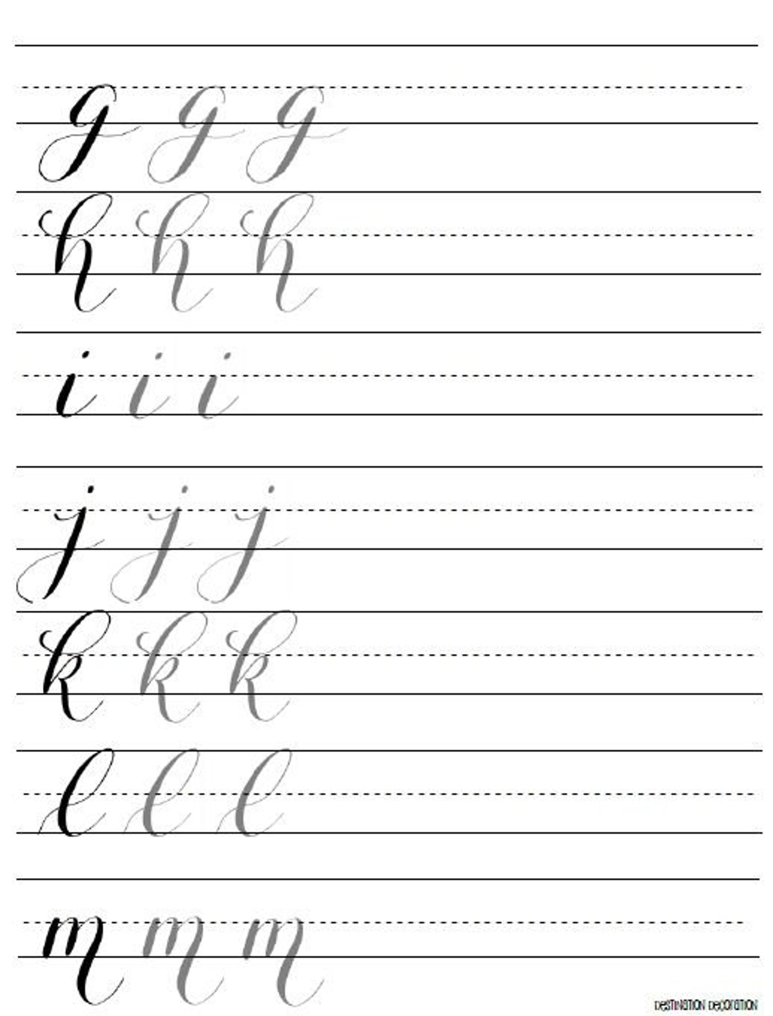 Modern Calligraphy Practice Worksheets Lowercase Letters - Etsy