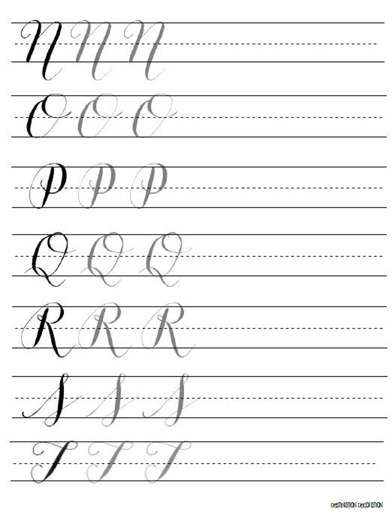 modern calligraphy practice worksheets uppercase letters