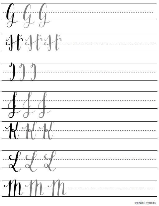 Modern Calligraphy Practice Worksheets Uppercase Letters | Etsy