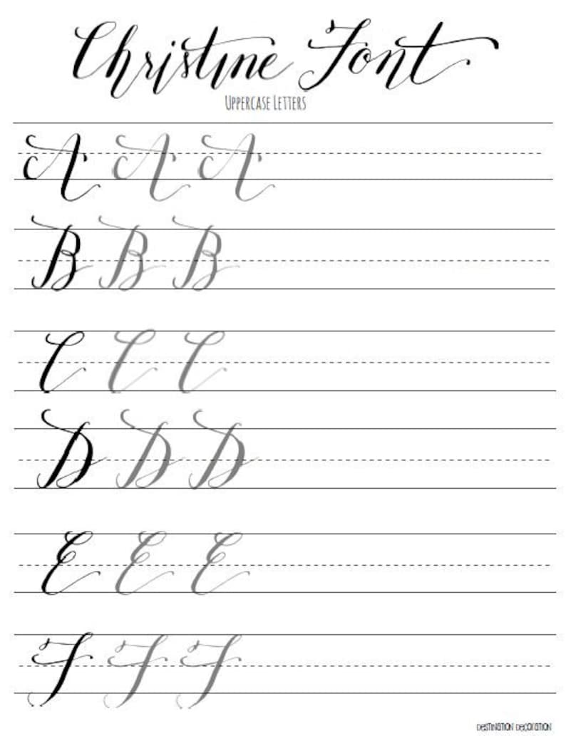 modern calligraphy practice worksheets uppercase letters