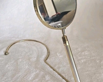 Mid-Century French Gilt Brass Table Mirror Rare Adjustable