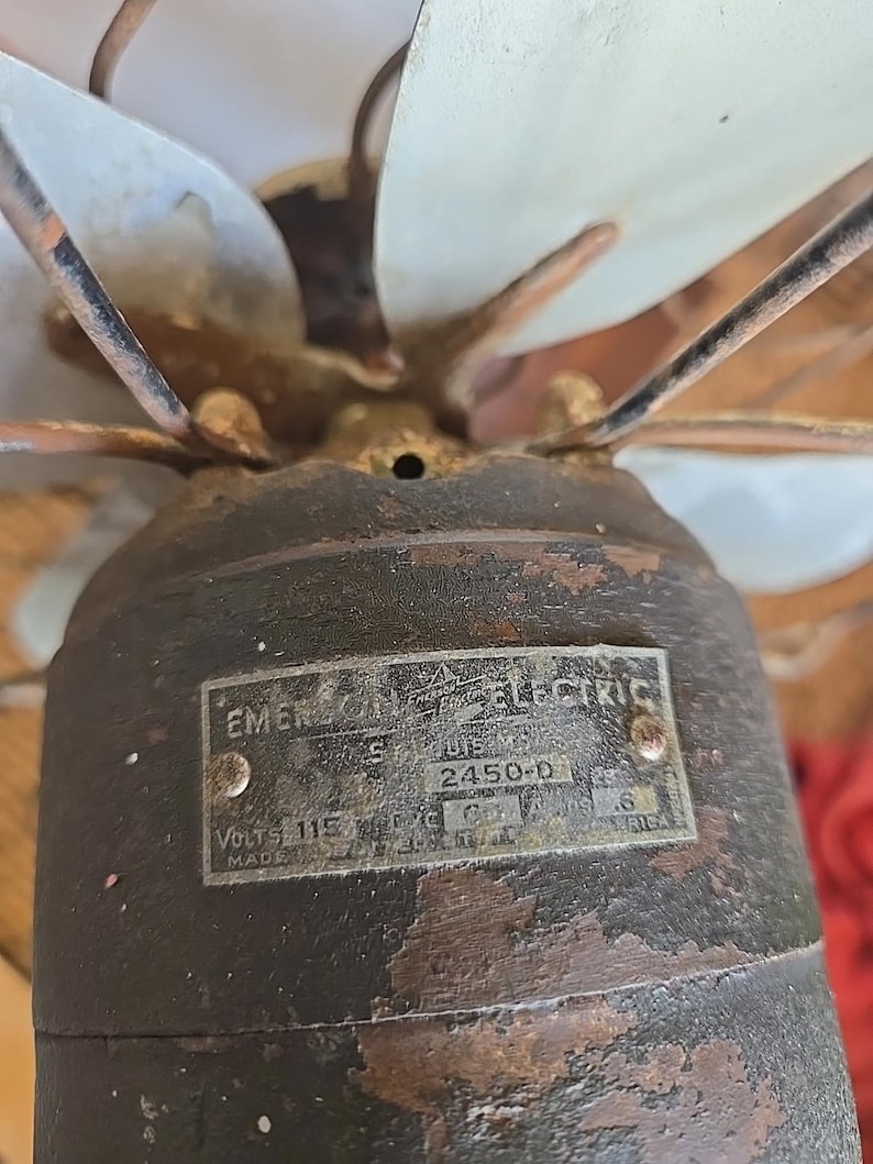 Antique Fan Emerson Electric 2450-D 4 Blade Vintage Desk Fan 10" image 3