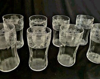 Vintage Fostoria Cloverleaf Needle Etched 4” Tumbler Glasses Set of 7