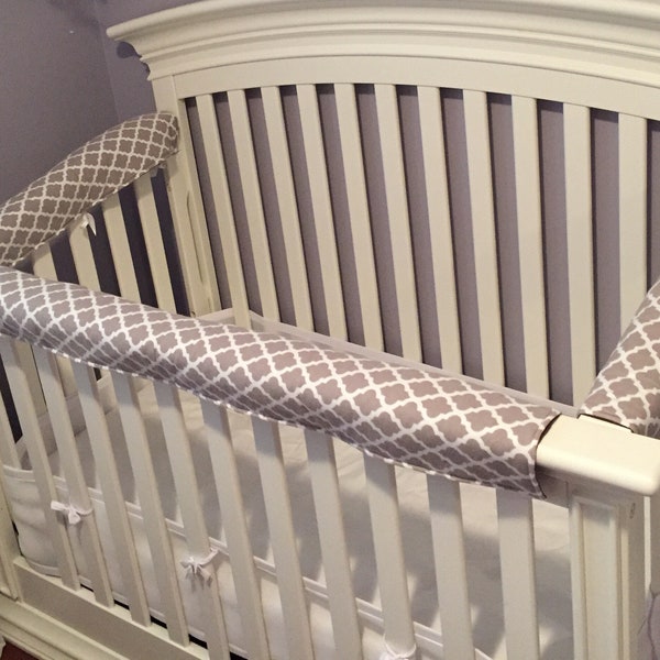 Padded Teething Guards Crib Rail Cover Reversible chew crib protector baby bed rail You Pick the fabric and Number of pieces. Made to order