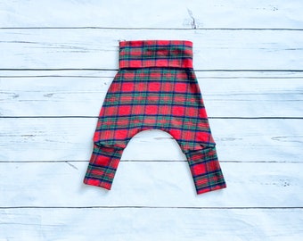 Tartan Plaid Baby Pants, Christmas Red Plaid Pants, Grow With Me Pants, Gender Neutral Baby Pants, Unisex Toddler Pants, Baby Pants Canada