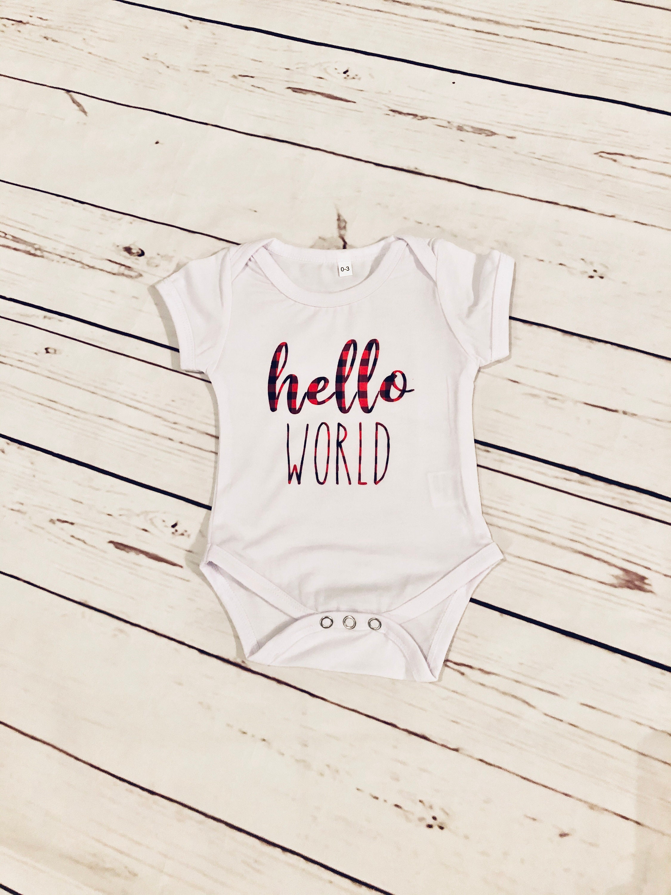 Red Plaid Coming Home From Hospital Outfit, Hello World Baby Outfit ...