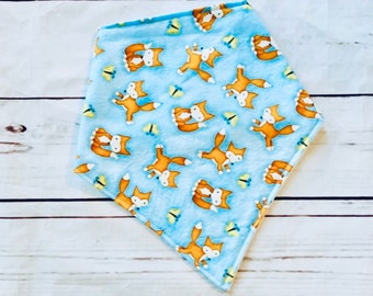 Fox Baby Bib, Fox Bandana Bib, Blue Fox Bib for Baby, Fox Drool Bib, Boy Bib, Gender Neutral Baby Bib, Reversible Baby Bib Canada