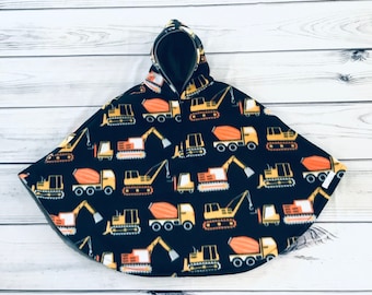 Construction Car Seat Poncho, Digger Carseat Poncho Boy Zipper and Hood, Toddler Poncho for Car Seat Cover, Fleece Poncho Baby Canada