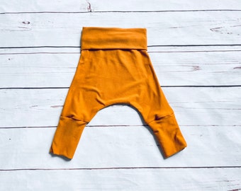 Neutral Baby Pants, Gender Neutral Grow With Me Pants, Solid Colour Toddler Pants, Baby Harem Pants, Grey, Green, Blue, Rust, Pink Canada